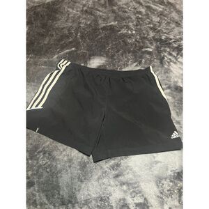 Adidas Climalite Women Medium Logo Black White 3 Stripe Workout Shorts